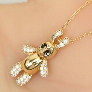 "Cute Rose Gold Bunny Pendant Necklace with Heart Details , XPNL0172